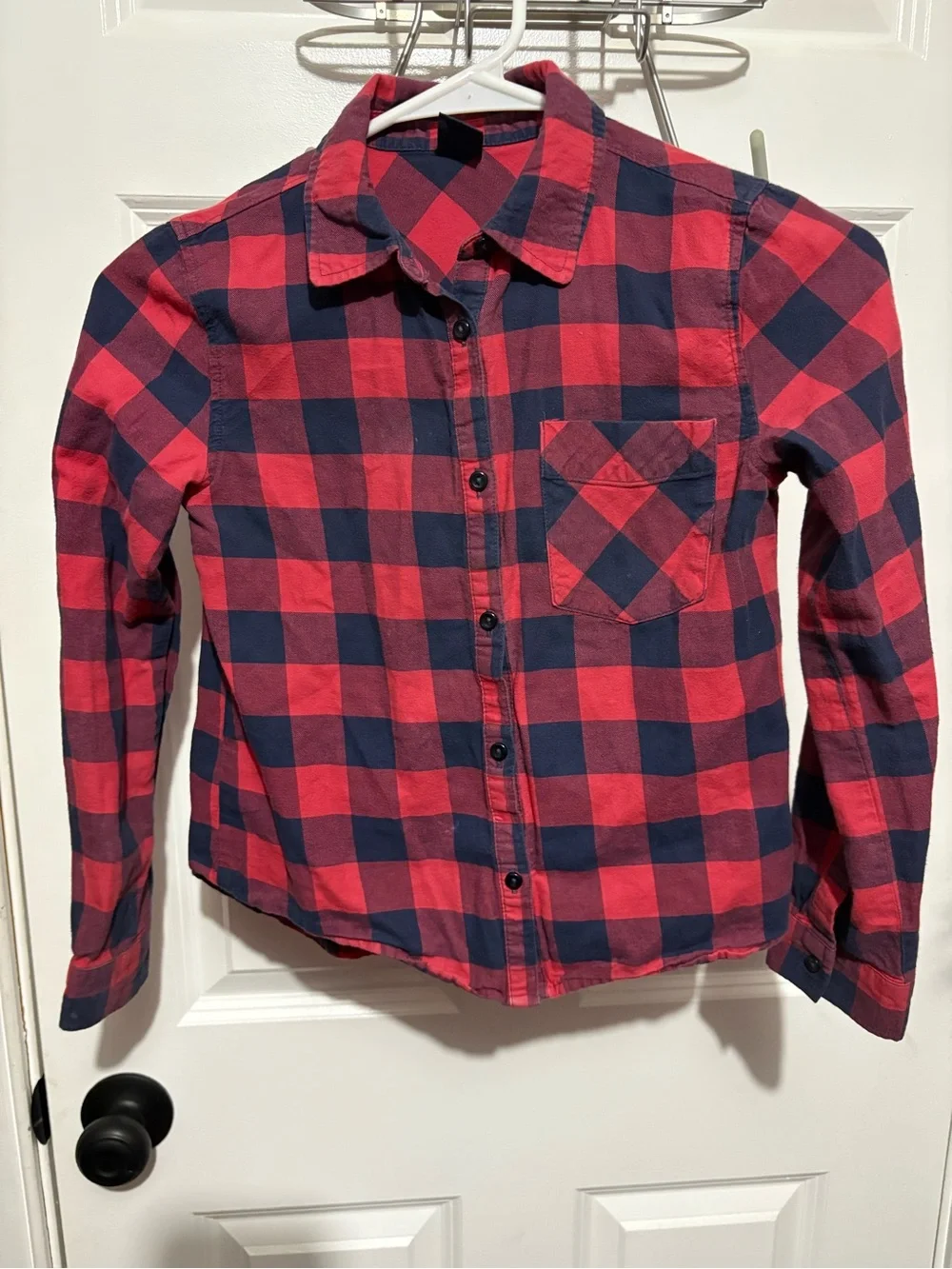 GAP Red and Navy Buffalo Plaid Button-Down Shirt
